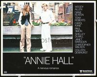 8j056 ANNIE HALL LC #4 '77 classic scene of Woody Allen & Diane Keaton thinking & talking!