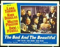 8j075 BAD & THE BEAUTIFUL LC #3 '53 sexy Lana Turner surrounded by men drinking champagne!