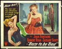 8j093 BORN TO BE BAD LC #6 '50 Nicholas Ray, Robert Ryan watches bad Joan Fontaine on phone!