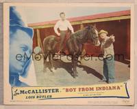 8j094 BOY FROM INDIANA LC '50 Lon McCallister sitting on Texas Dandy with George Cleveland!