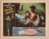 8j098 BREAKFAST AT TIFFANY'S LC #6 R65 barechested George Peppard in bed with Audrey Hepburn!