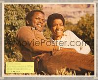 8j104 BROTHER JOHN LC #3 '71 romantic close up of Sidney Poitier & Beverly Todd laying in grass!