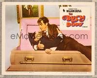 8j114 BUSY BODY LC #2 '67 William Castle, great wacky image Sid Caesar in coffin with policeman!