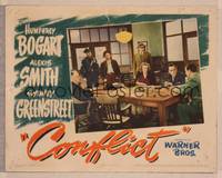 8j137 CONFLICT LC '45 Humphrey Bogart, sexy Alexis Smith & Sydney Greenstreet at table!