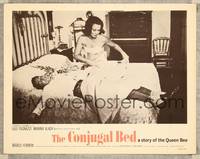 8j139 CONJUGAL BED LC '63 sexy girl in lingerie covers sleeping man in bed!