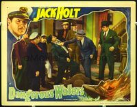 8j160 DANGEROUS WATERS LC '35 Jack Holt punching man in front of lots of people!