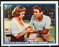 8j171 DEAD RINGER LC #1 '64 extreme close up of Bette Davis showing Peter Lawford her burnt hand!