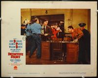 8j186 DETECTIVE STORY LC #8 '51 William Wyler, Cathy O'Donnell by cops breaking up a fight!