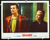 8j196 DIANE LC #2 '56 close up of Lana Turner staring at youngest Roger Moore!