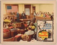 8j237 EDGE OF ETERNITY LC #8 '59 Don Siegel, far shot of Cornel Wilde in courtroom on the stand!