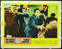 8j241 ELMER GANTRY LC #3 '60 close up of preacher Burt Lancaster & lots of men fleeing fire!
