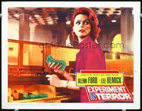 8j248 EXPERIMENT IN TERROR LC '62 close up of Lee Remick about to take money from her drawer!