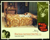 8j250 EYE OF THE CAT LC #6 '69 sexy Gayle Hunnicutt wearing nightie laying on fur blanket on bed!
