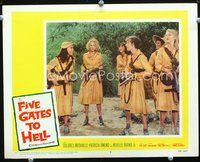 8j274 FIVE GATES TO HELL LC #7 '59 James Clavell, Patricia Owens + five girls with machine guns!