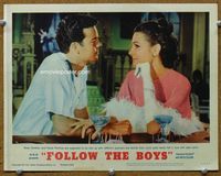 8j283 FOLLOW THE BOYS LC #7 '63 close up of Russ Tamblyn & Paula Prentiss falling in love!