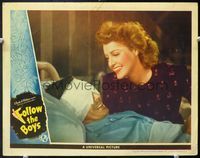 8j282 FOLLOW THE BOYS LC '44 odd image of Jeanette MacDonald laughing with blinded WWII soldier!
