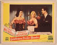 8j311 GENTLEMEN PREFER BLONDES LC #4 '53 Tommy Noonan looks at sexy Marilyn Monroe & Jane Russell!