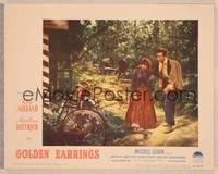 8j324 GOLDEN EARRINGS LC #8 '47 sexy gypsy Marlene Dietrich & Ray Milland watch man with bicycle!