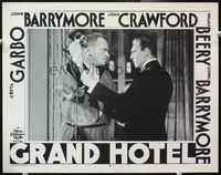 8j329 GRAND HOTEL LC #8 R50s close up of John Barrymore & Wallace Beery about to fight!