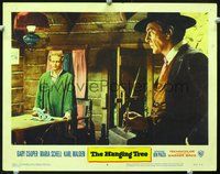 8j337 HANGING TREE LC #4 '59 Gary Cooper glaring at Ben Piazza from across cabin!