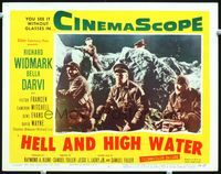 8j351 HELL & HIGH WATER LC #5 '54 Samuel Fuller, Richard Widmark with sailors prepare to fight!