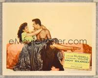 8j370 HOT BLOOD LC '56 great image of barechested Cornel Wilde holding sexy Jane Russell!