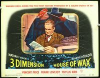 8j374 HOUSE OF WAX LC #3 '53 cool 3-D image of strangler about to attack man from behind!