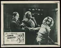 8j381 HUMAN MONSTER LC R50s great image of laughing Bela Lugosi & monster torturing girl!