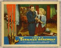 8j397 I WAS A TEENAGE WEREWOLF LC '57 close up of policeman talking to pretty young Yvonne Lime!