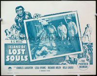 8j407 ISLAND OF LOST SOULS LC R58 Richard Arlen on boat with two men and dead body!