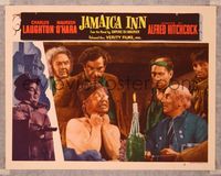 8j411 JAMAICA INN LC #3 R49 Alfred Hitchcock, man being choked at table while others watch!