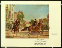 8j413 JESSE JAMES photolobby '39 great image of outlaws Tyrone Power & Henry Fonda on horses!