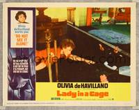 8j440 LADY IN A CAGE LC #8 '64 Olivia de Havilland on floor crawling to get telephone!