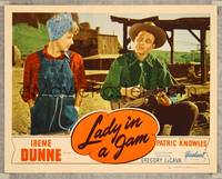 8j441 LADY IN A JAM LC #4 R47 Ralph Bellamy plays the ukulele for Irene Dunne in overalls!