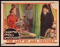 8j446 LAST OF MRS. CHEYNEY LC '37 thief Joan Crawford tells William Powell he is mad to see her!