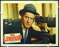 8j462 LINEUP LC #8 '58 Don Siegel classic film noir, close up of Eli Wallach at telescope!