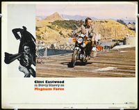 8j498 MAGNUM FORCE LC #3 '73 Clint Eastwood is Dirty Harry riding motorcycle on waterfront!