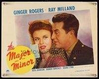 8j499 MAJOR & THE MINOR LC '42 c/u of pretty Ginger Rogers posing as a teen confusing Ray Milland!