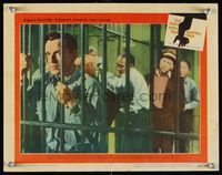 8j509 MAN WITH THE GOLDEN ARM LC #5 '56 close up of junkie Frank Sinatra in jail cell!