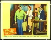 8j539 MR. HOBBS TAKES A VACATION LC #6 '62 Maureen O'Hara grabs Jimmy Stewart as Saxon watches!