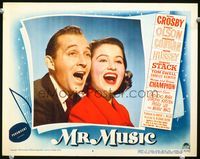 8j540 MR. MUSIC LC #4 '50 close up of Bing Crosby & Nancy Olson singing with mouths wide open!