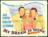 8j549 MY DREAM IS YOURS LC #8 '49 great close up of Doris Day between Jack Carson & Lee Bowman!