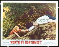 8j577 NORTH BY NORTHWEST LC #1 R66 Cary Grant & Eva Marie Saint close up climbing Mt. Rushmore!