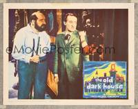 8j584 OLD DARK HOUSE LC '63 William Castle, close up of Tom Poston with man & woman in house!