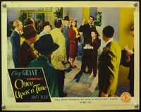 8j589 ONCE UPON A TIME LC '44 Cary Grant introduces the press to its newest laugh star!