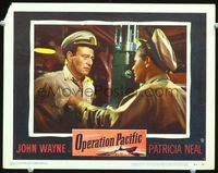 8j595 OPERATION PACIFIC LC #4 '51 close up of Navy officer John Wayne by periscope!