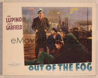 8j601 OUT OF THE FOG LC '41 dapper John Garfield stands over Mitchell, Albert & Qualen on dock!