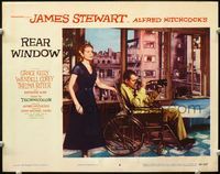 8j641 REAR WINDOW LC #6 '54 Alfred Hitchcock, great image of Grace Kelly & James Stewart with lens!
