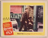 8j646 RETURN OF THE FLY LC #4 '59 friend finds Brett Halsey passed out in transportation machine!