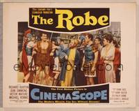 8j652 ROBE LC #2 '53 Victor Mature chained & held by guards while Jean Simmons watches!